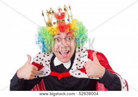 Businessman with crown isolated on white