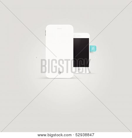 Business detailed mock-up mock up of a white vector mobile phone