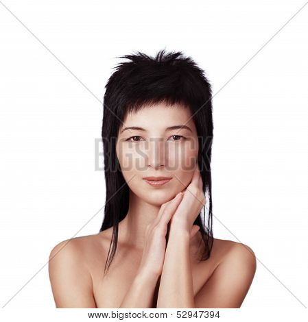 Portrait of beautiful woman with hairstyle