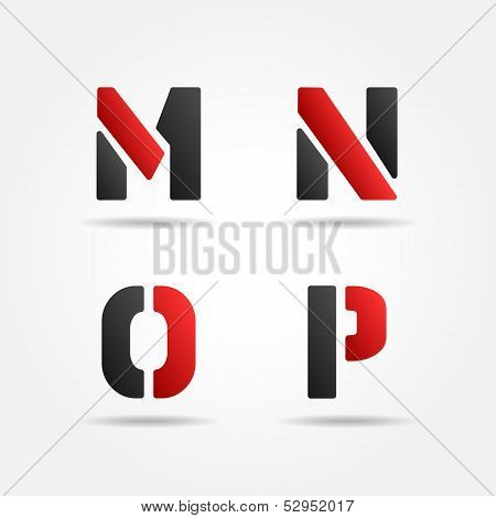 Mnop Red Stencil Letters