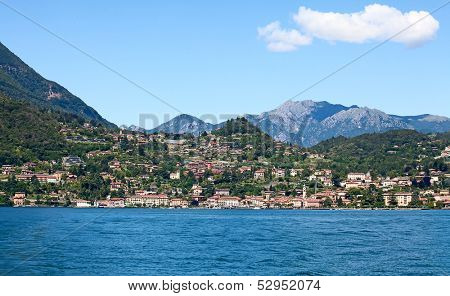 Panoramic view of Varena town (Como lake, Italy)