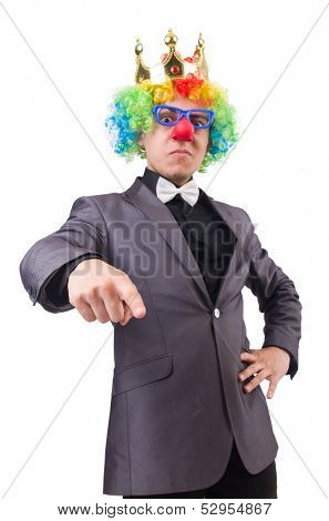 Businessman with crown isolated on white