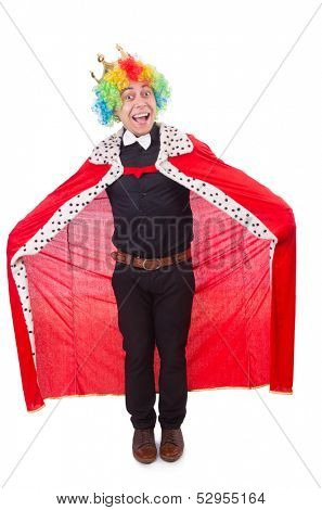 Businessman with crown isolated on white