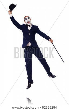 Personification of Charlie Chaplin on white