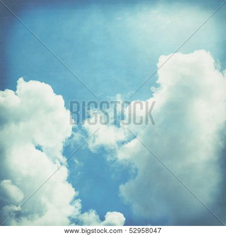 White Clouds In Blue Sky Vintage