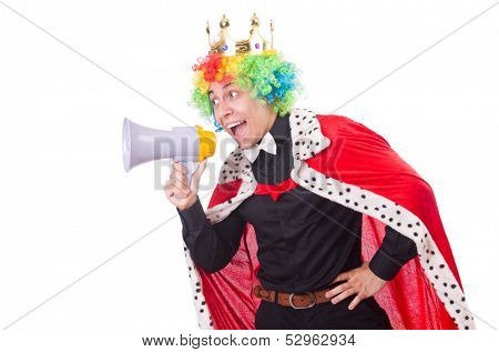 Businessman with crown isolated on white