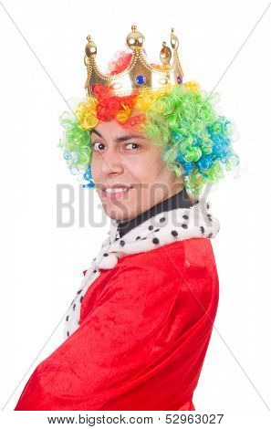 Businessman with crown isolated on white