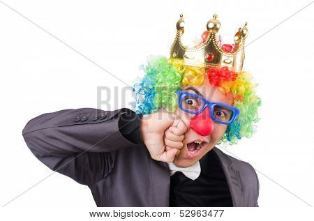 Businessman with crown isolated on white