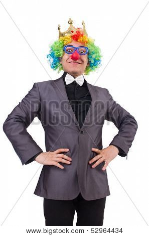 Businessman with crown isolated on white