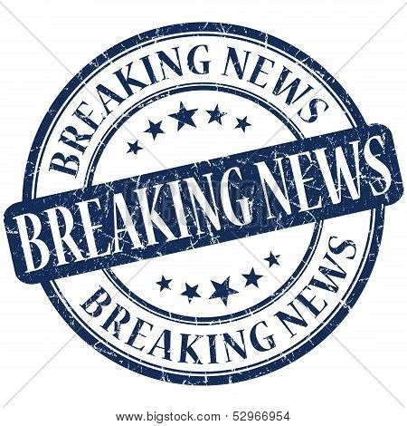 Breaking News Grunge Blue Round Stamp