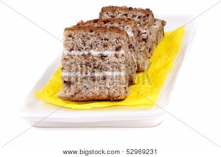 Walnut Cake With Cream Filling
