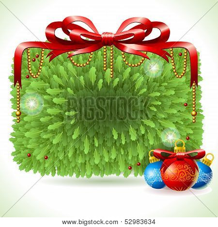 Holly Leaves Rectangle Placeholder Isolated On White
