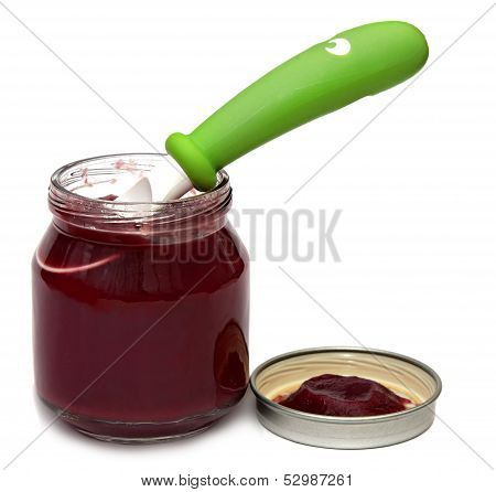 glass jar of baby food