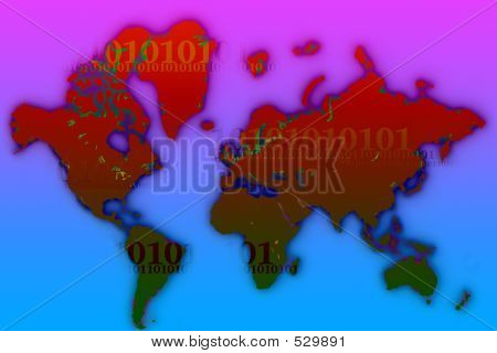 World Map Flat Digits3