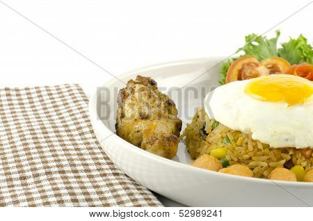 American Fried Rice Isolated On White