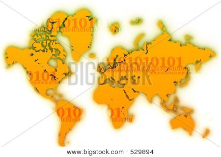World Map Flat Digits2