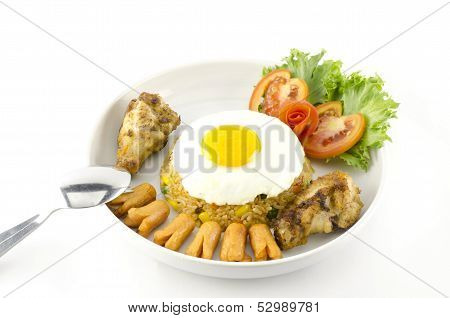 American Fried Rice Isolated On White