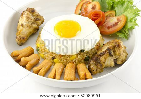 American Fried Rice Isolated On White