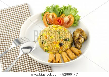 American Fried Rice Isolated On White