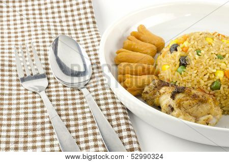 American Fried Rice Isolated On White