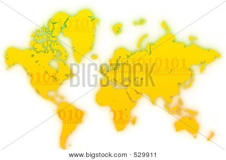 World Map Flat Digits