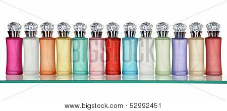 Glass bottles of perfume