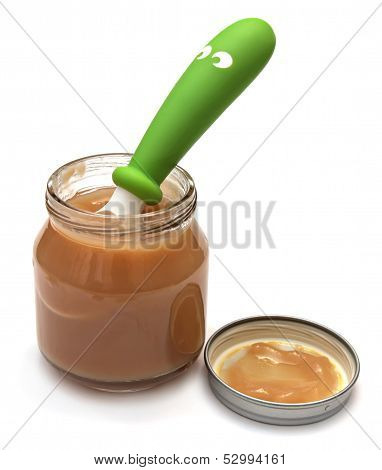 glass jar of baby food