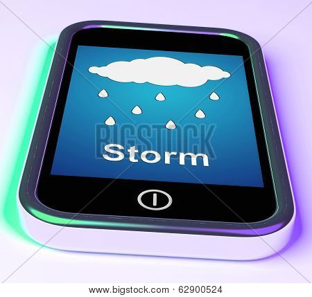 Showers On Phone Means Rain Rainy Weather