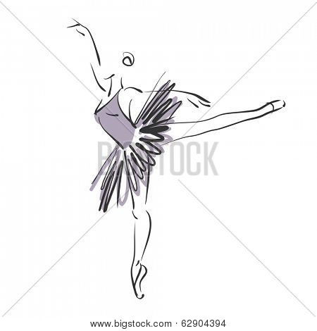 art sketched beautiful young ballerina with tutu in ballet pose. Vector version is also in my gallery.
