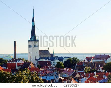 View To Anciant Old Town And The Tower Of St Olaf's Church, Tallinn