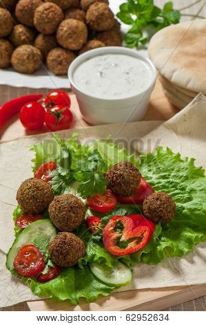 Falafel On Salad Leaves