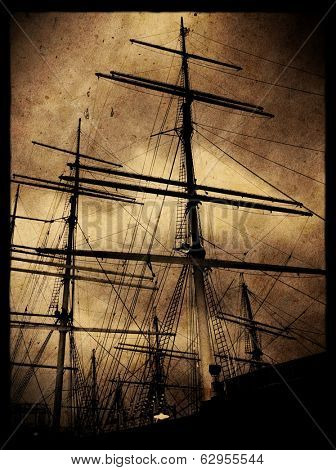 Instagram style image of an old wooden sailing ship