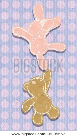 浮動小数点の紙かわいいクマ、ウサギ