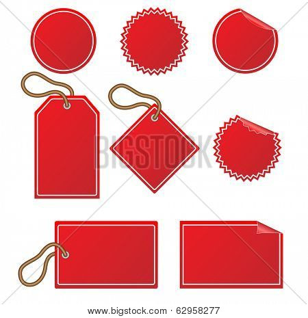 Advertising signs, labels and stickers informing of new products, sale, discount and remunerative prices. For eps file look id:31612912