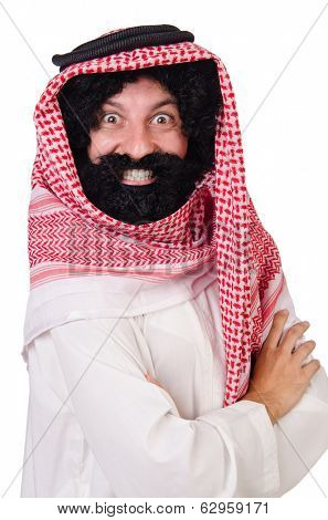 Funny arab man isolated on white