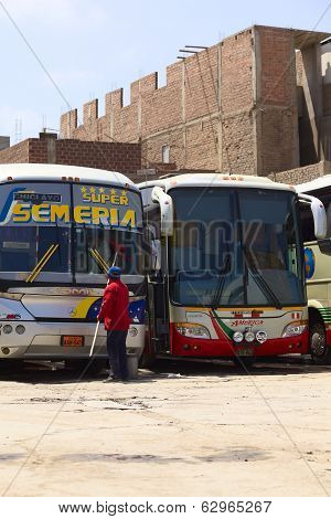 Cleaning a Bus in Chiclayo, Peru