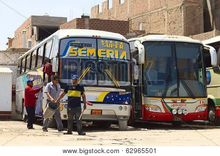 Cleaning a Bus in Chiclayo, Peru