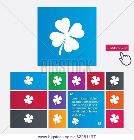 Clover with four leaves sign. St. Patrick symbol