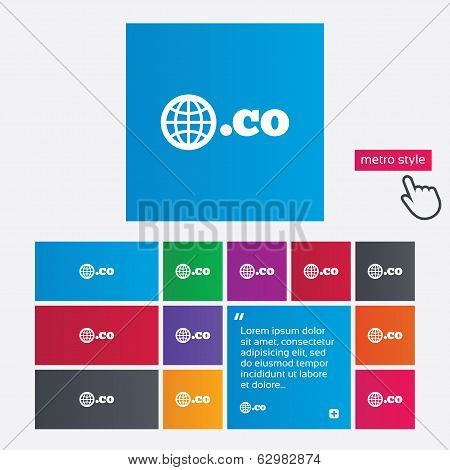 Domain CO sign icon. Top-level internet domain