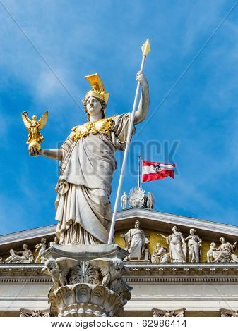 the parliament in vienna, austria. with the statue of 