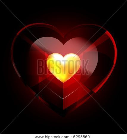 heart-crystal And Golden Heart