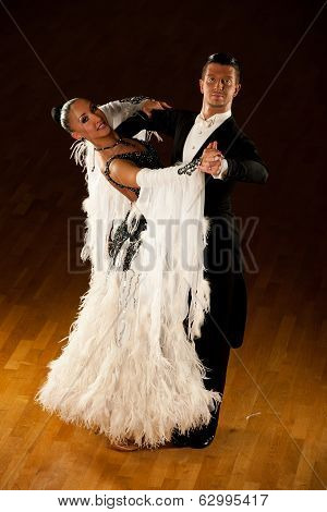 Professional Ballroom Dance Couple Preform An Exhibition Dance