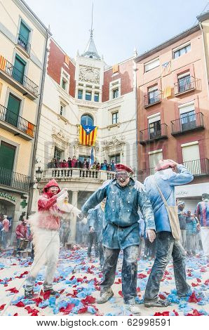 Flour War In Berga, Spain