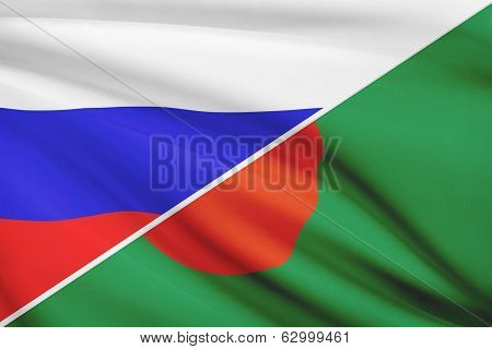 Series Of Ruffled Flags. Russia And Bangladesh.
