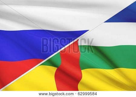 Series Of Ruffled Flags. Russia And Central African Republic.