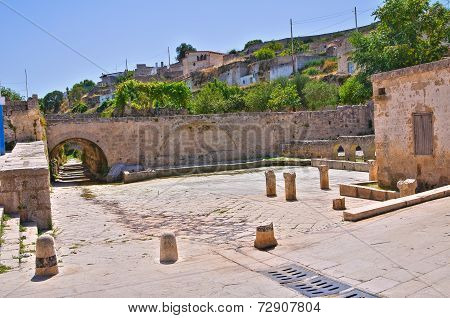 Medieval fountain. Laterza. Puglia. Italy.