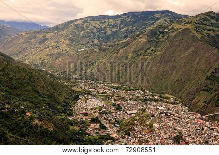 Banos De Agua Santa, Aerial Telephoto Shot, South America