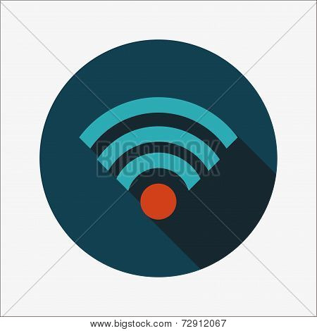 Wireless Wifi Flat Icon With Long Shadow