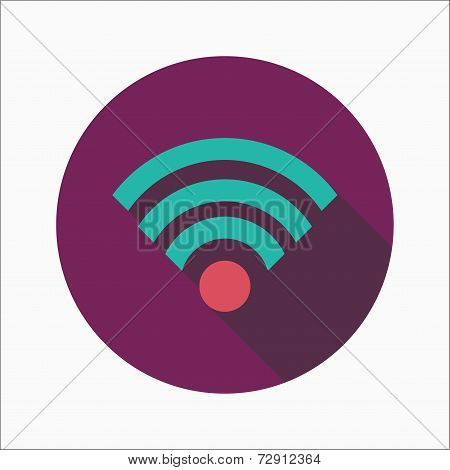 Wireless Wifi Flat Icon With Long Shadow