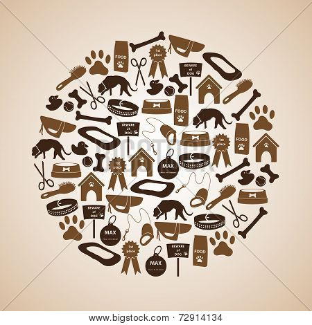 Dog Icons Set In Circle Eps10